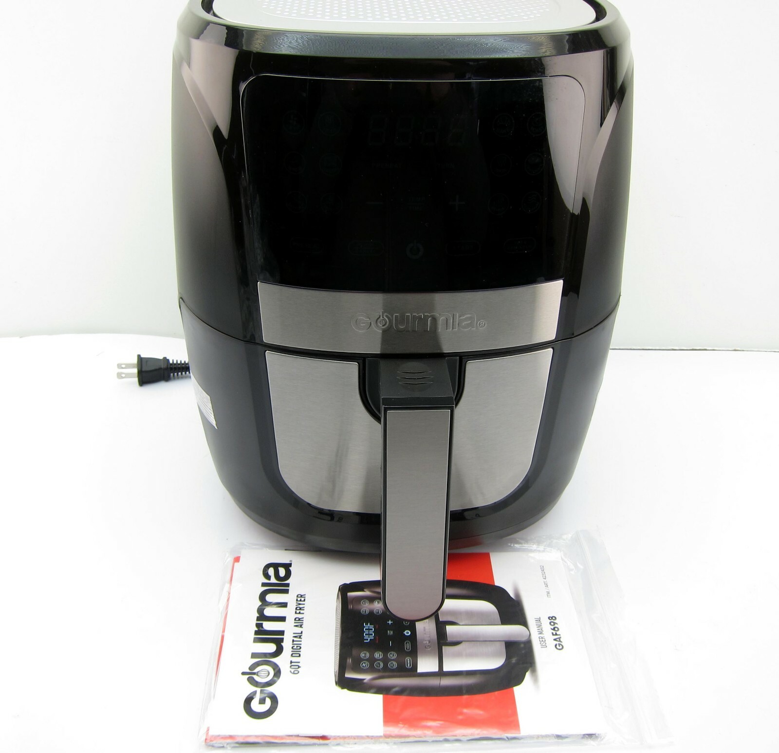 NEW Gourmia GAF698 6 Qt Low Fat Digital Air Fryer Black Stainless W Fr