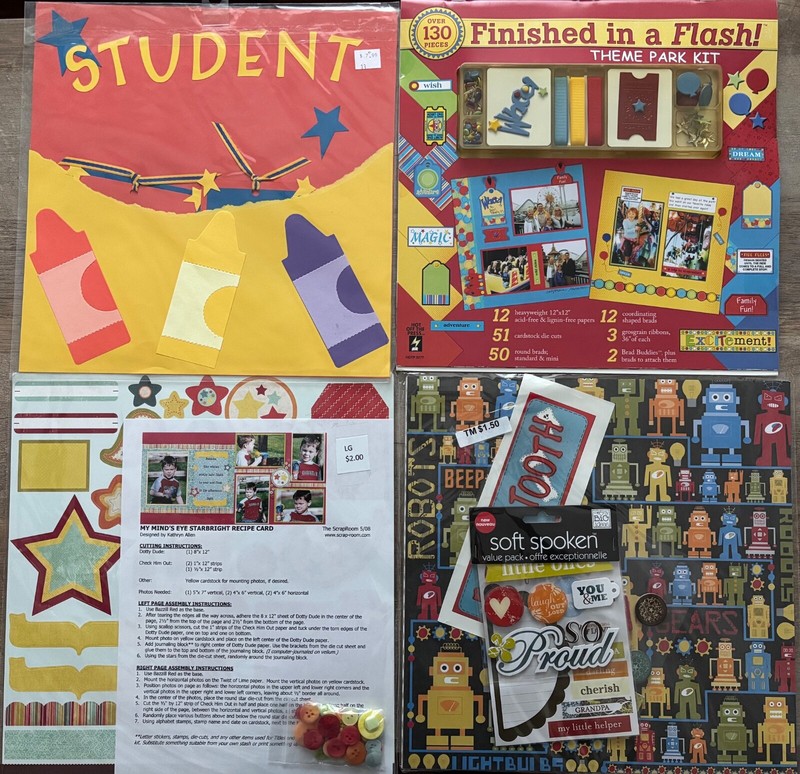 NEW School & Kid Scrapbook Kit Lot – 12x12 Paper,