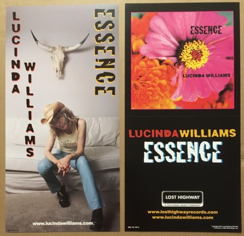 LUCINDA WILLIAMS Rare VINTAGE 2001 DOUBLE SIDED  PROMO POSTER FLAT 4 Essence CD 
