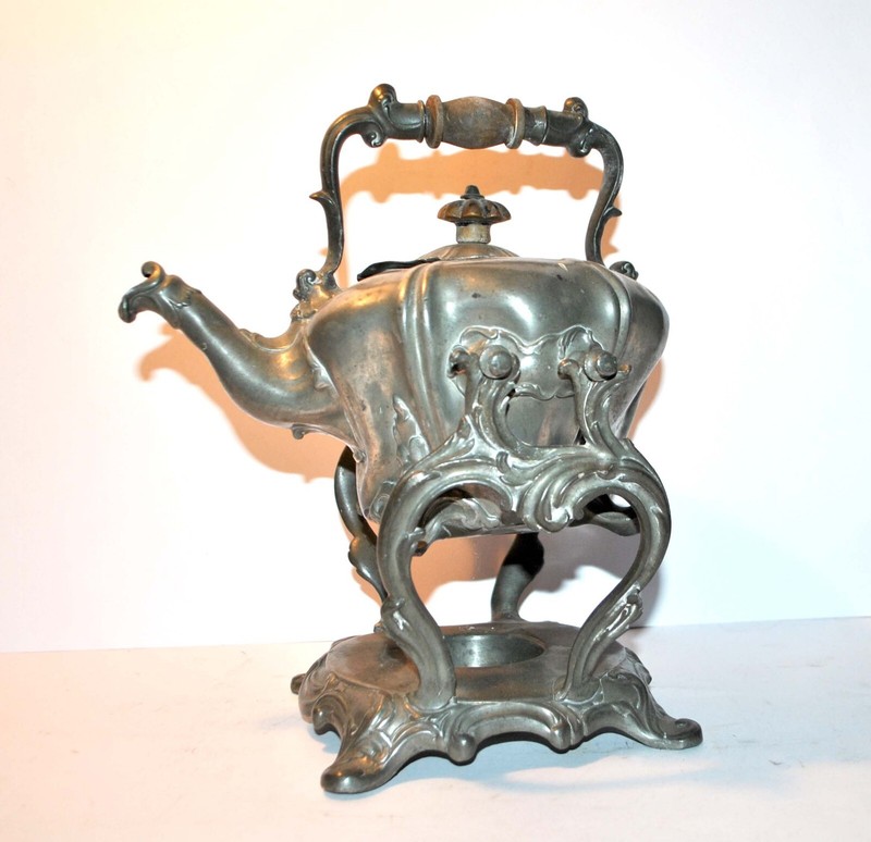Samovar Ancien En Ã©Tain Et Bois - ThÃ©IÃ¨Re De Voyage 19e SiÃ¨Cle