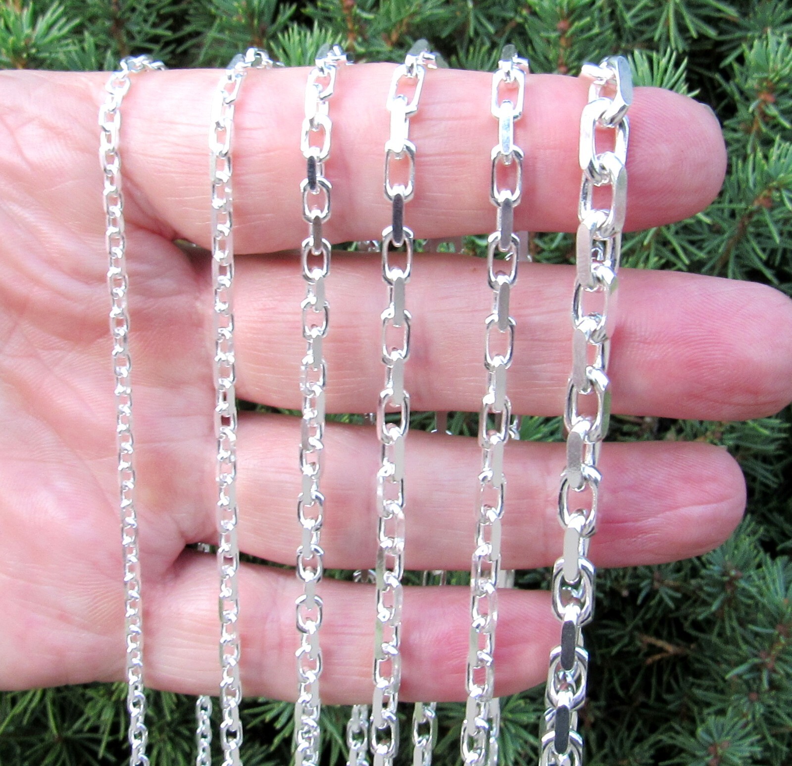 Solid 925 Sterling Silver Men's Italian Forzatina / Anchor / Cable Link Chain