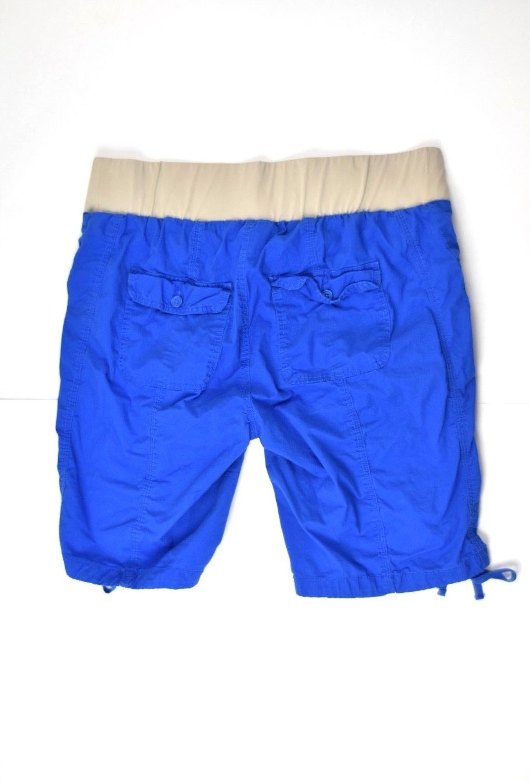 OH MAMMA Maternity Stretch Band Walking Shorts Size XL Blue Pockets Nylon Band