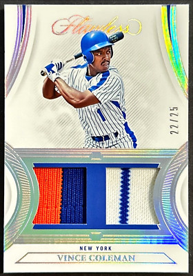 2022 Flawless Vince Coleman GU Dual Patch #'d 22/25 New York Mets Game Worn Used