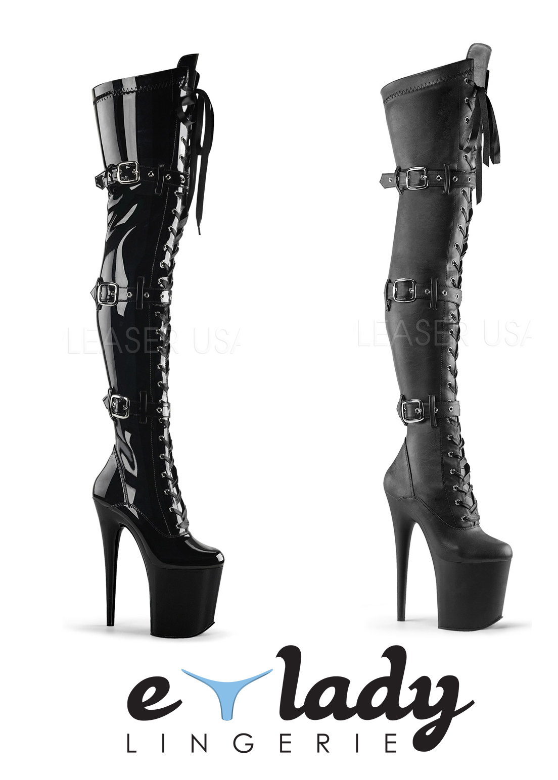 pleaser flamingo thigh high boots