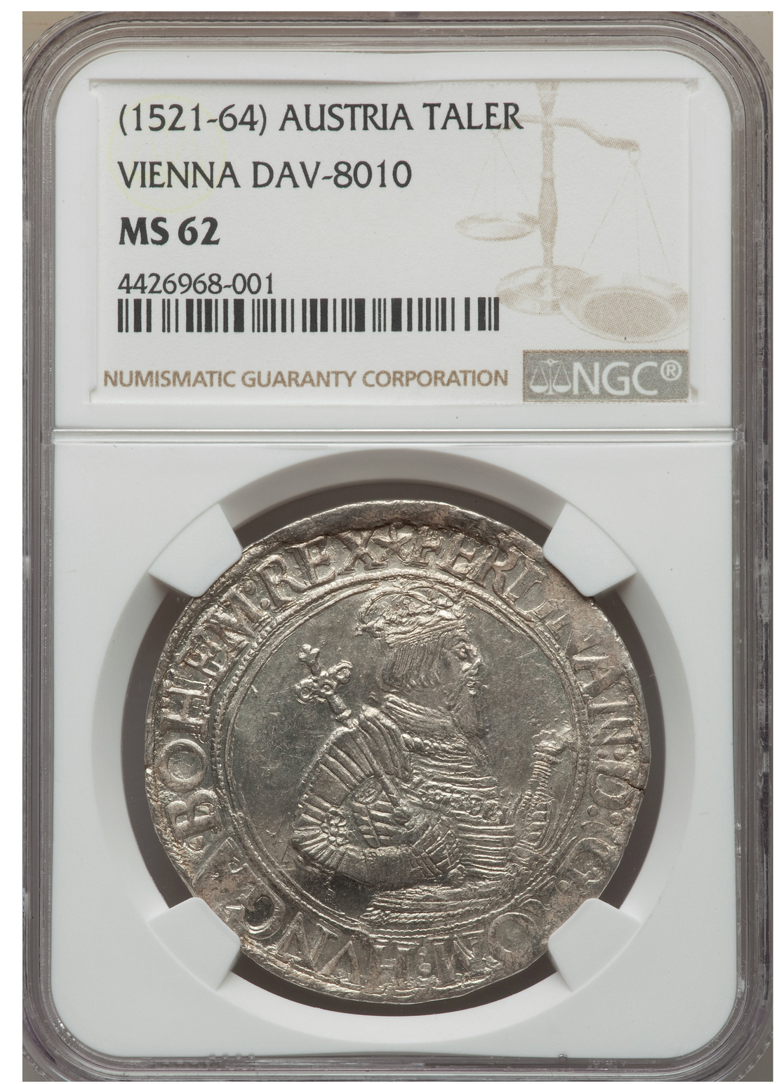 コレクション 8963 Austria taker Vienna Dav-3183 Austria 1521 - 64 Taler NGC MS 62 Vienna Mint Dav-8010