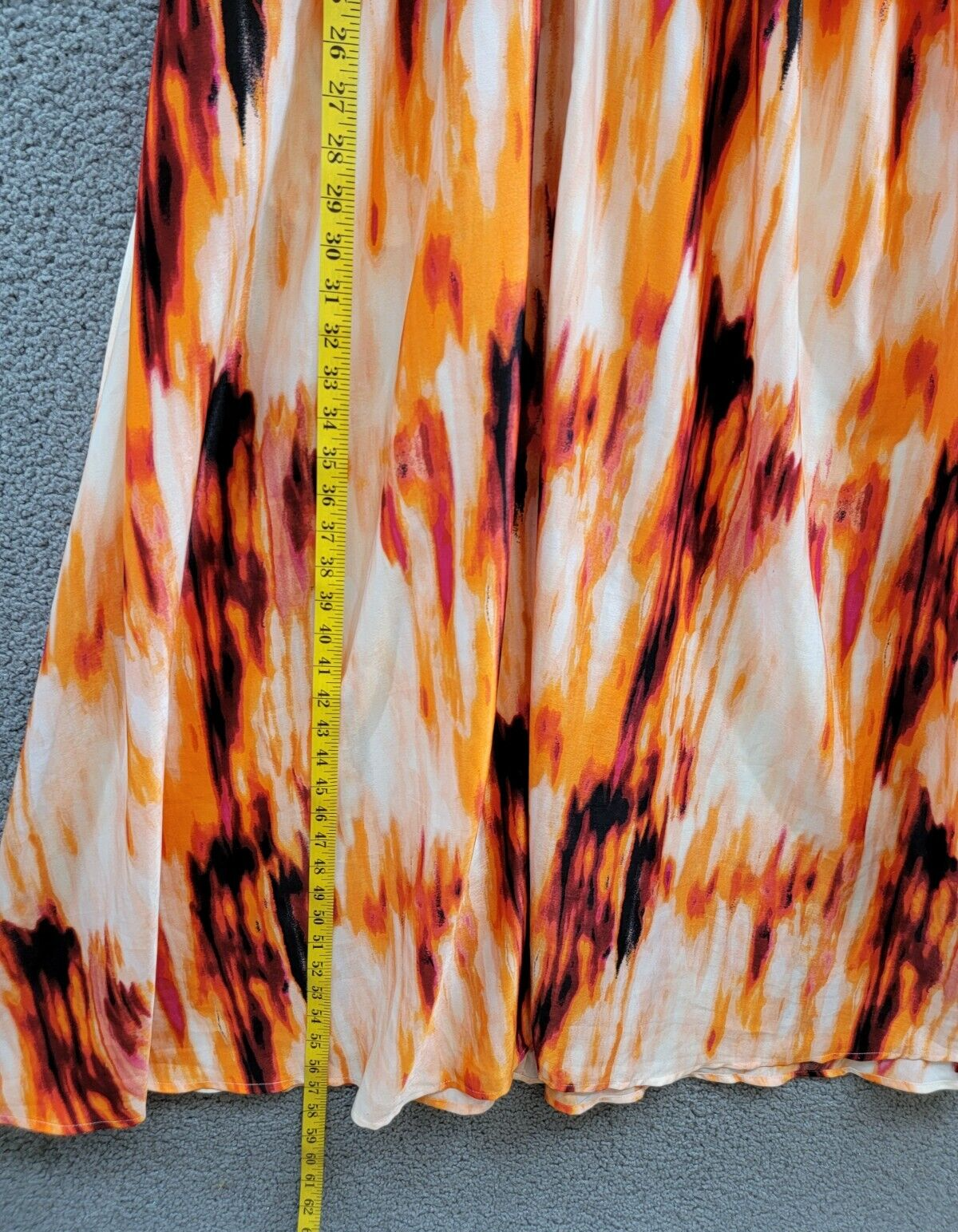 DKNY Printed Satin Strappy Halter Maxi Dress Women's L Orange Blossom Back Tie - Picture 7 of 14
