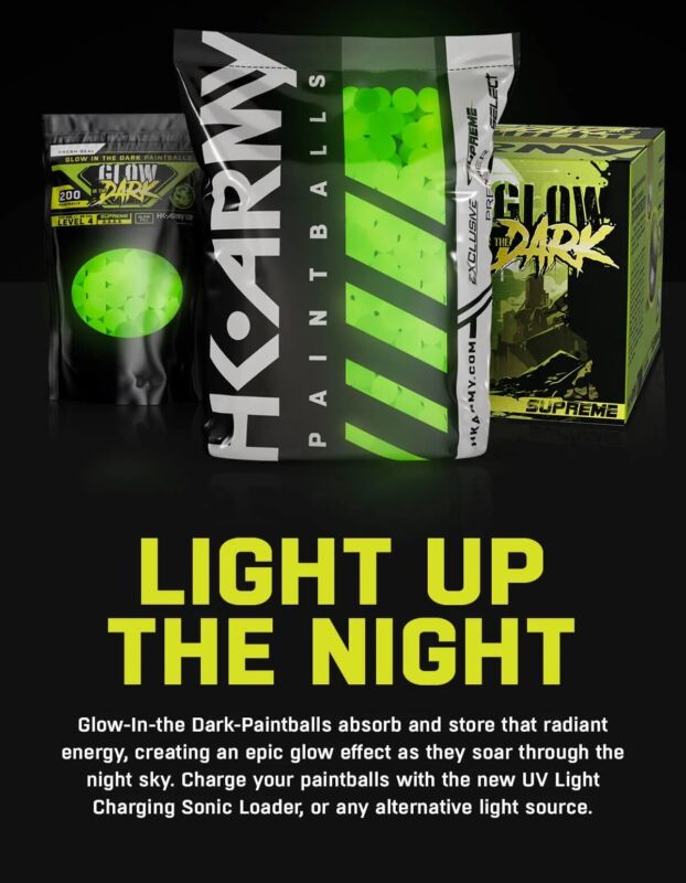 HK ARMY .68 Glow In The Dark Paintballs 2000 Rounds Level 4 Supreme