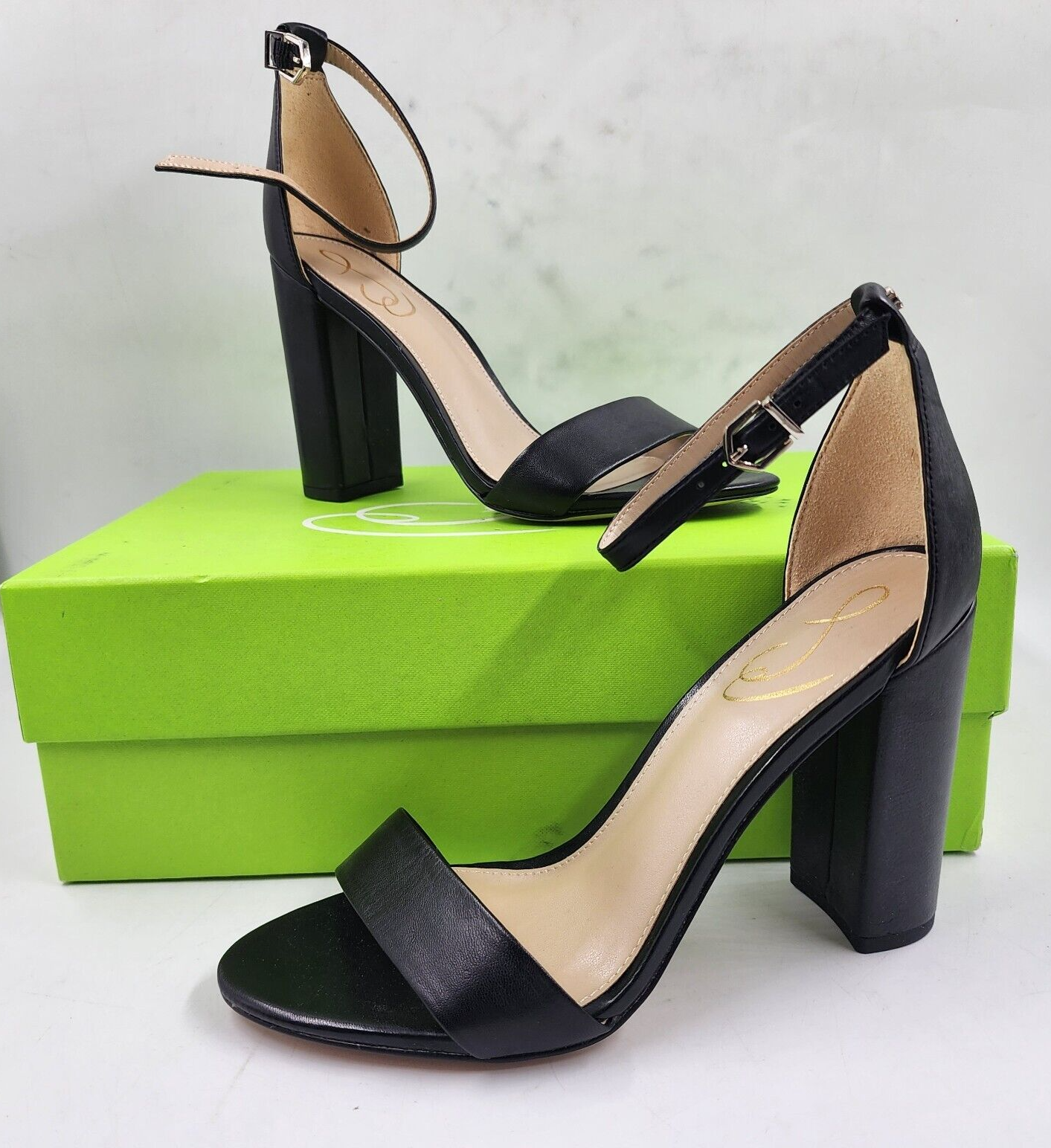 Sam Edelman Yaro Ankle Strap Block Heel Sandals Women's 7M Black Solid Open Toe - Picture 2 of 16