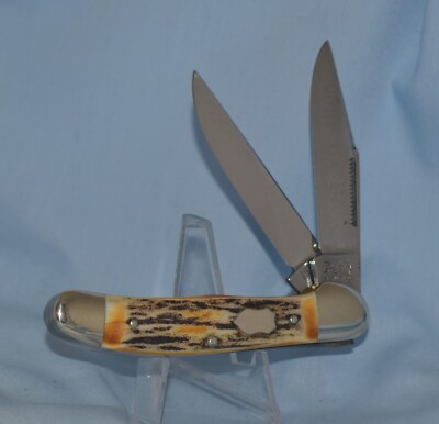 RARE 1ST GENERATION BULLDOG TORCHED STAG COPPERHEAD KNIFE ''OUR BEST'' NEAR MINT!'