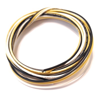 22 Ga Handy Pack of PVC Coated Guitar Wire 22 Gauge Black - White - Yellow (1...