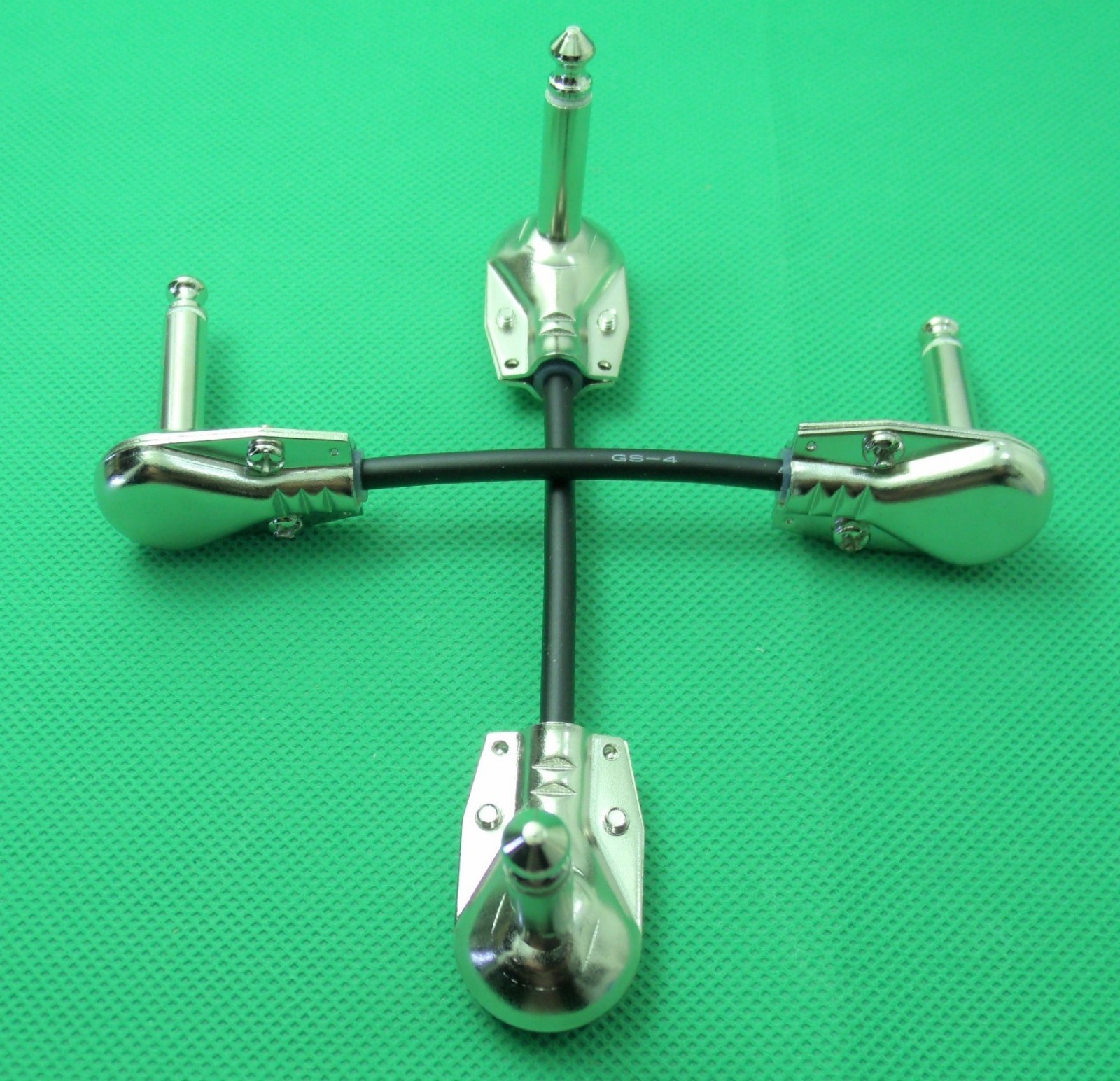 Lot of 4 guitar cable pedalboard patch 4 inch pancake 1/4 in plug Canare GS-4