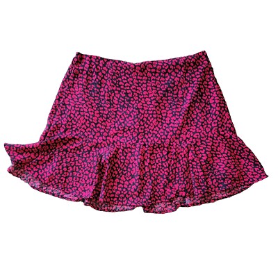 NWT Francesca s Mi Ami Leopard Print Hot Pink Black Mini Skirt Large Animal