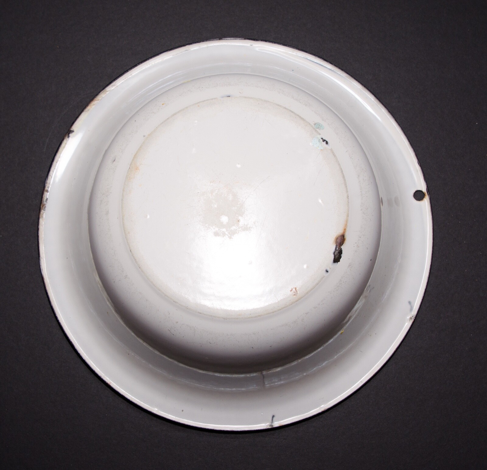 Vintage Enamelware Bowl Basin White With Black Trim 12