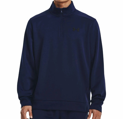 Under Armour Fleece Mens Training Top Navy Long Sleeve Half Zip Gym Size XL
