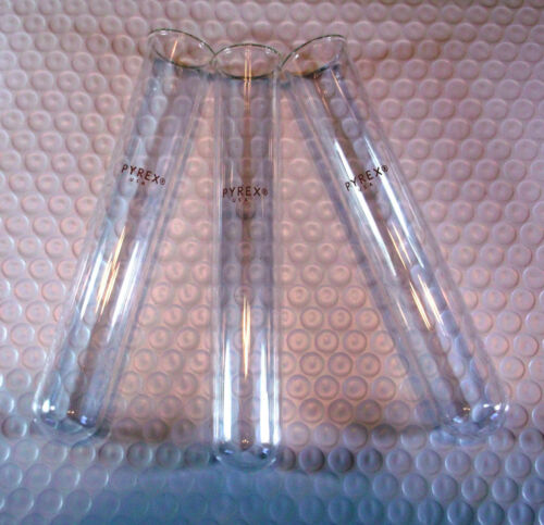 TEST TUBES  25x150 mm BOROSILICATE GLASS ***QTY=3***PYREX w/rim