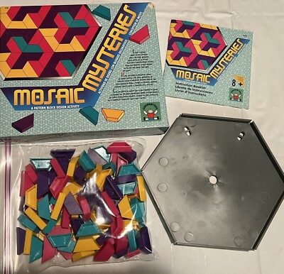 1992 Vtg Discovery Toys MOSAIC MYSTERIES Pattern Block Design Learning Activity