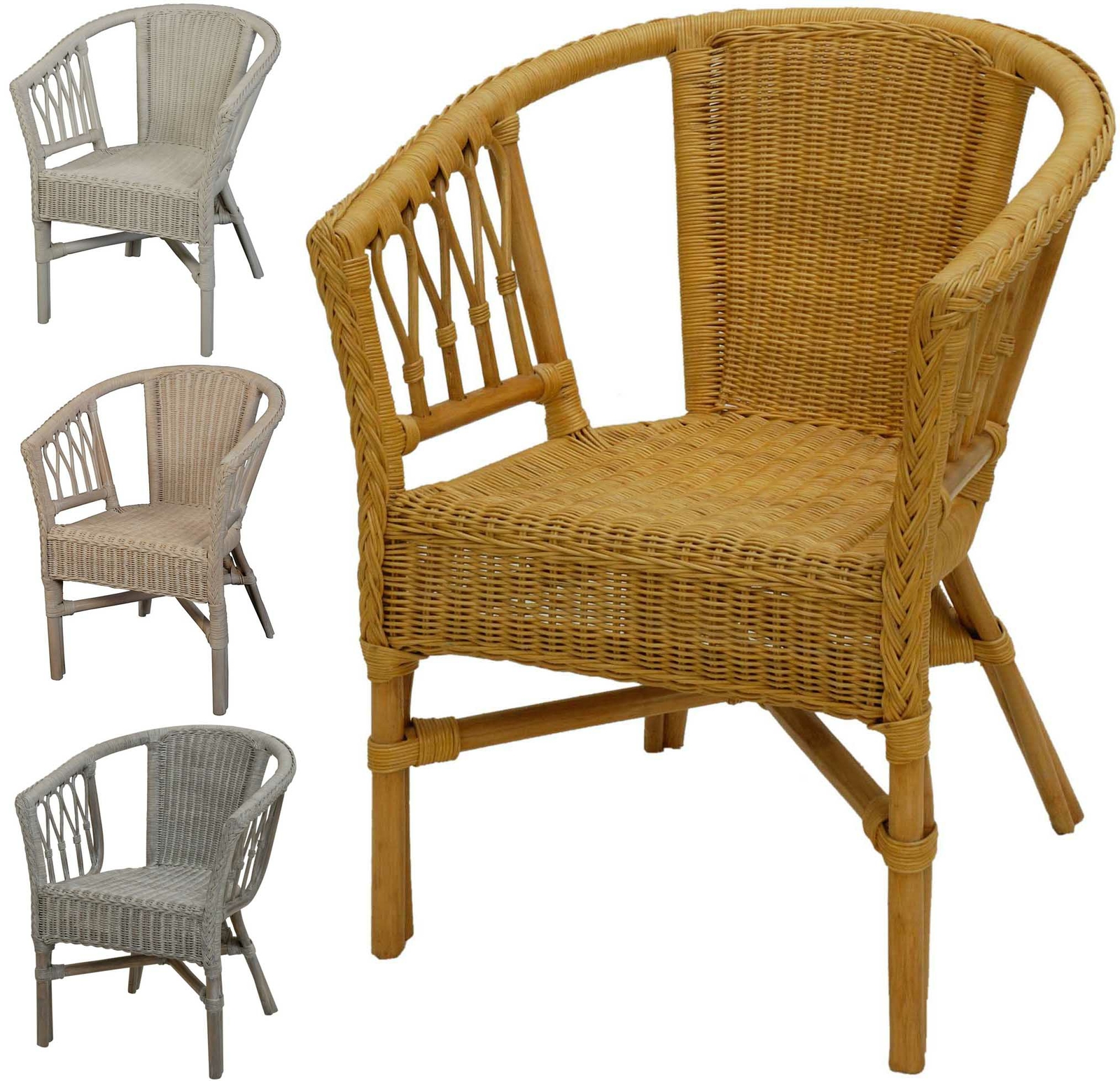 Rattan Bistro Sessel Rattanstuhl Korbstuhl mit Armlehne Flechtsessel Korbsessel