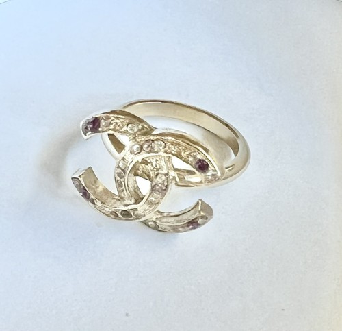 【ゴージャス♡】CHANEL ロゴリング ゴールド 100% Authentic Chanel Pink Gold Rhinestone Ring | eBay
