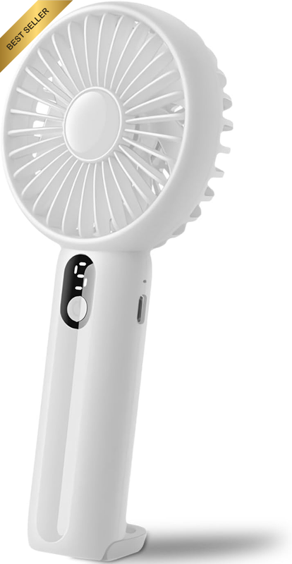 Portable Handheld Fan, 2-In-1 Hook Stand | 5-Speed Brushless, USB Rechargeable,
