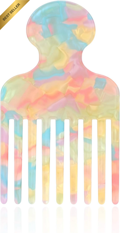 Hair Pick Comb, 4.72 Inch Curly Hair Picks Long Wide Tooth Comb for Curls Afro S
