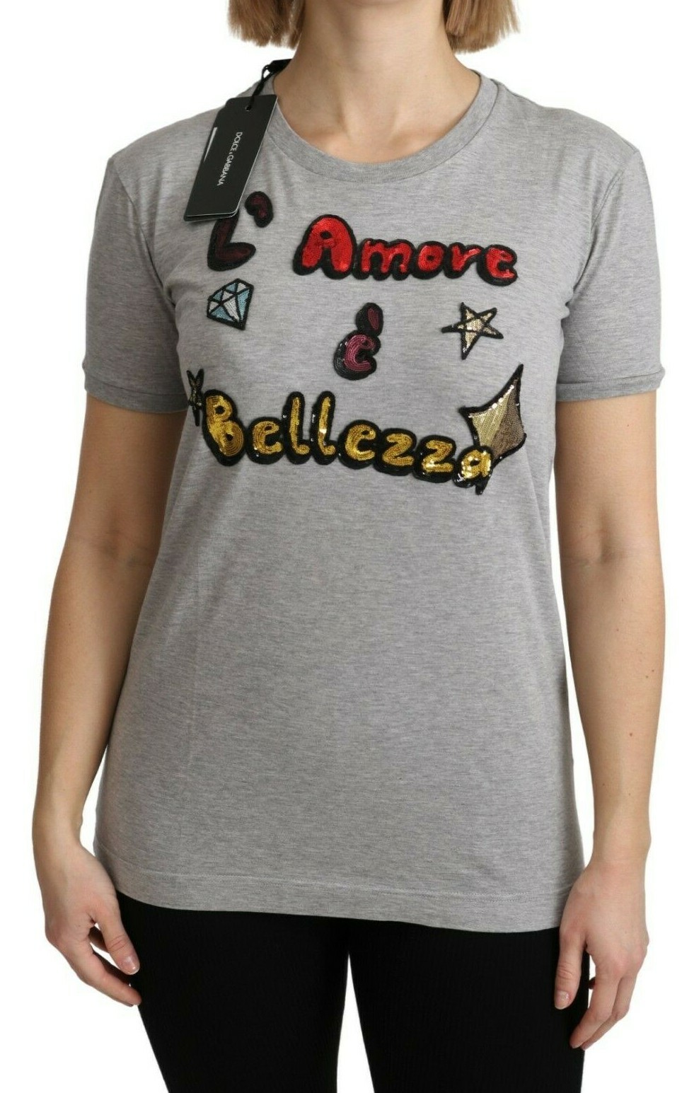 

Футболка DOLCE - GABBANA Серый хлопковый топ Amore e Bellezza IT44 / US10/ L Рекомендуемая розничная цена 980 долларов США