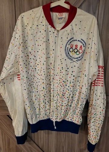 ホワイト ジップアップジャケット 1988 NEW YORK Vintage 80s Adidas Winter Olympics Zip-Up Jacket with all
