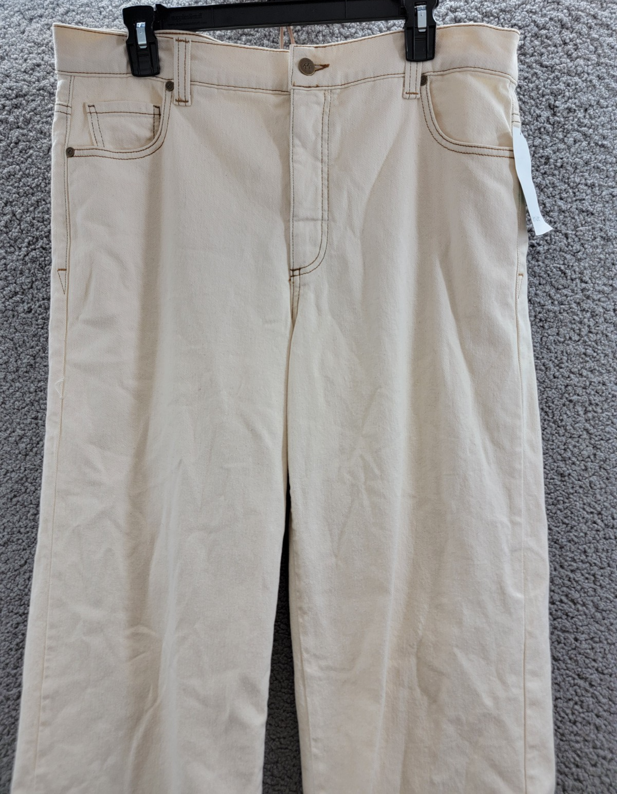Karen Kane Cropped Wide Leg Jeans Women's 16 Natural 5 Pockets Zip/Button - Picture 3 of 16