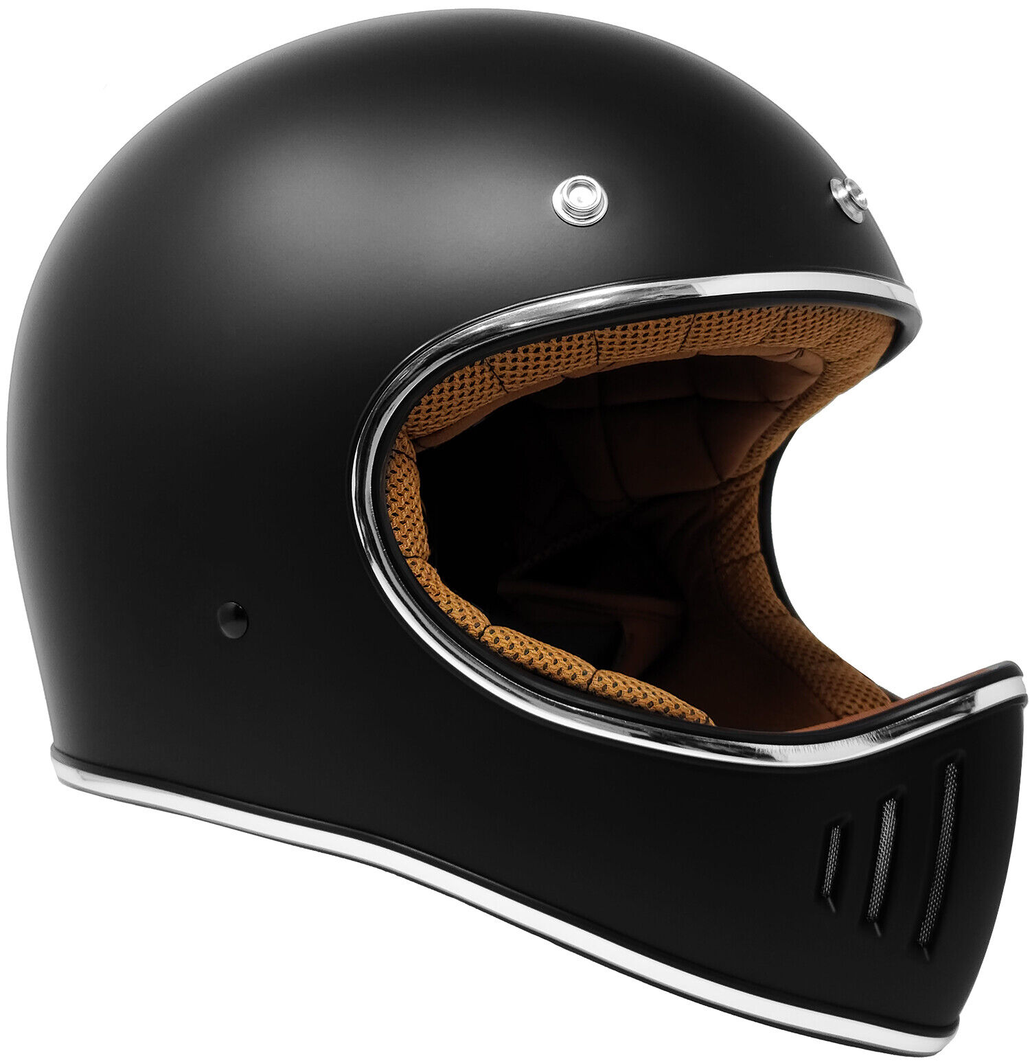 Full Face GDM Rebel Retro Vintage Motorcycle Helmet DOT Matte Black