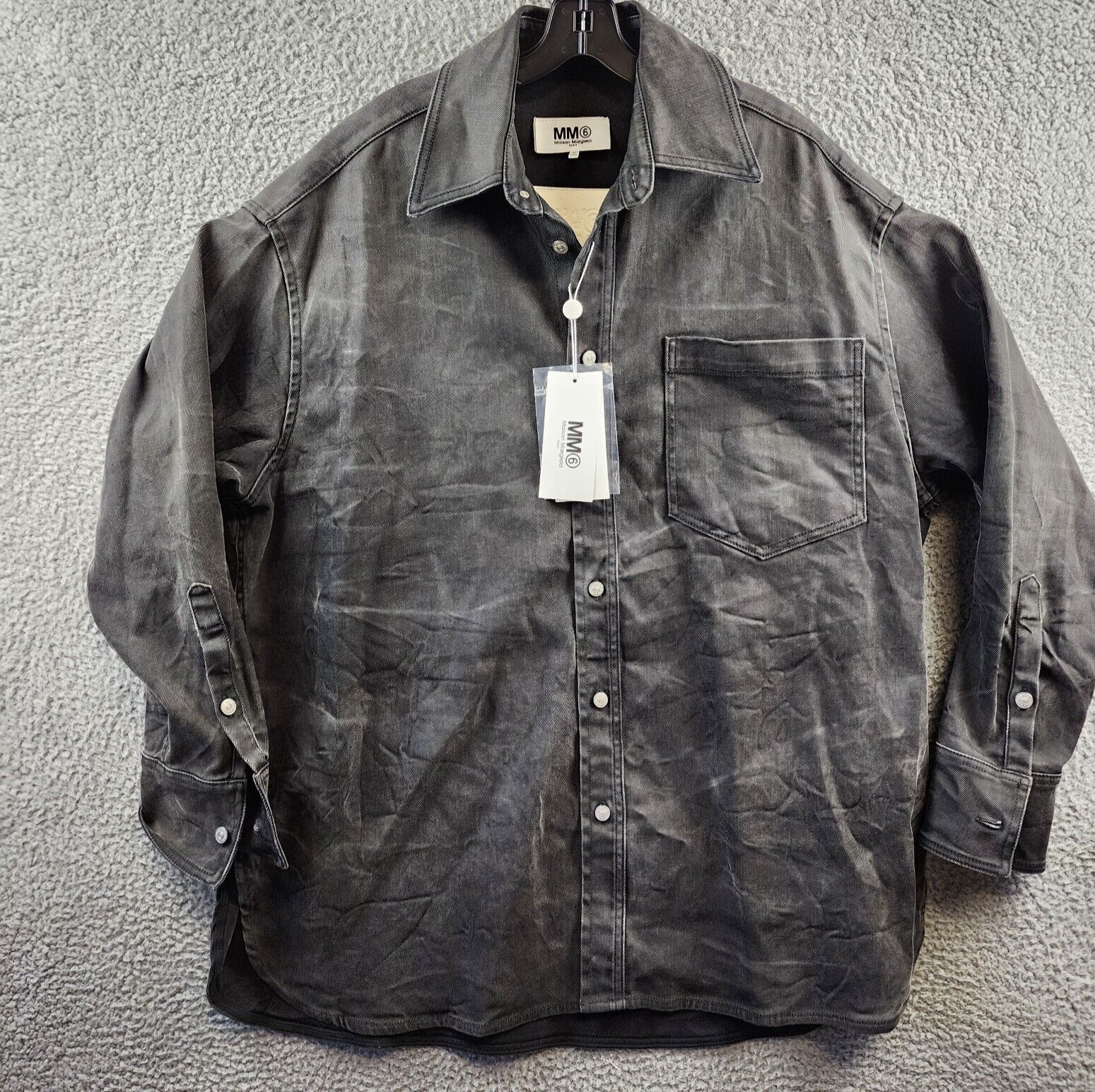 MM6 Maison Margiela Button-Front Denim Shirt Men's S Black