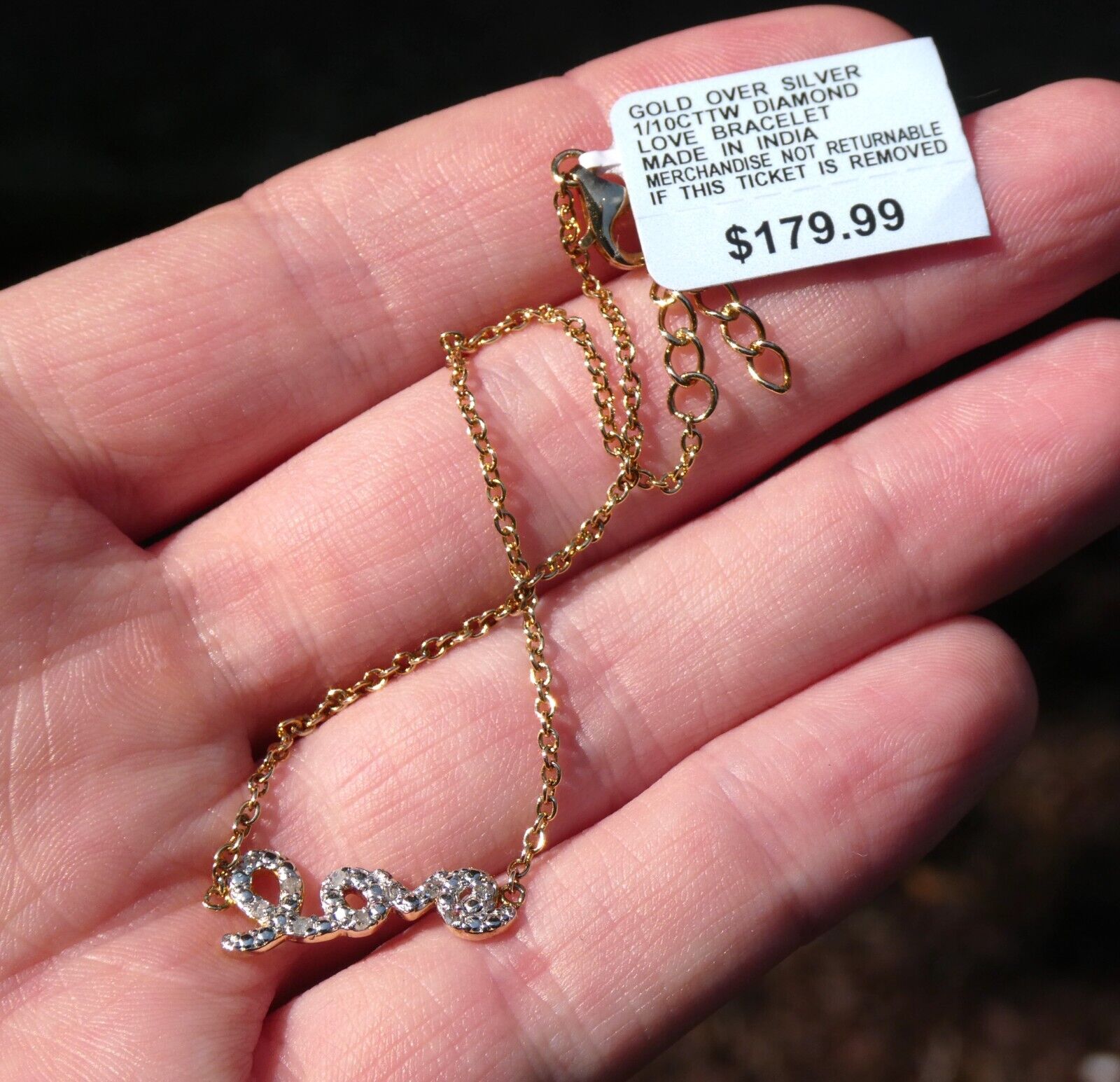 CJ Gilded Sterling Silver Natural 1/10 CTTW Diamond Love CJ Gilded Sterling Silver Natural 1/10 CTTW Diamond Love
