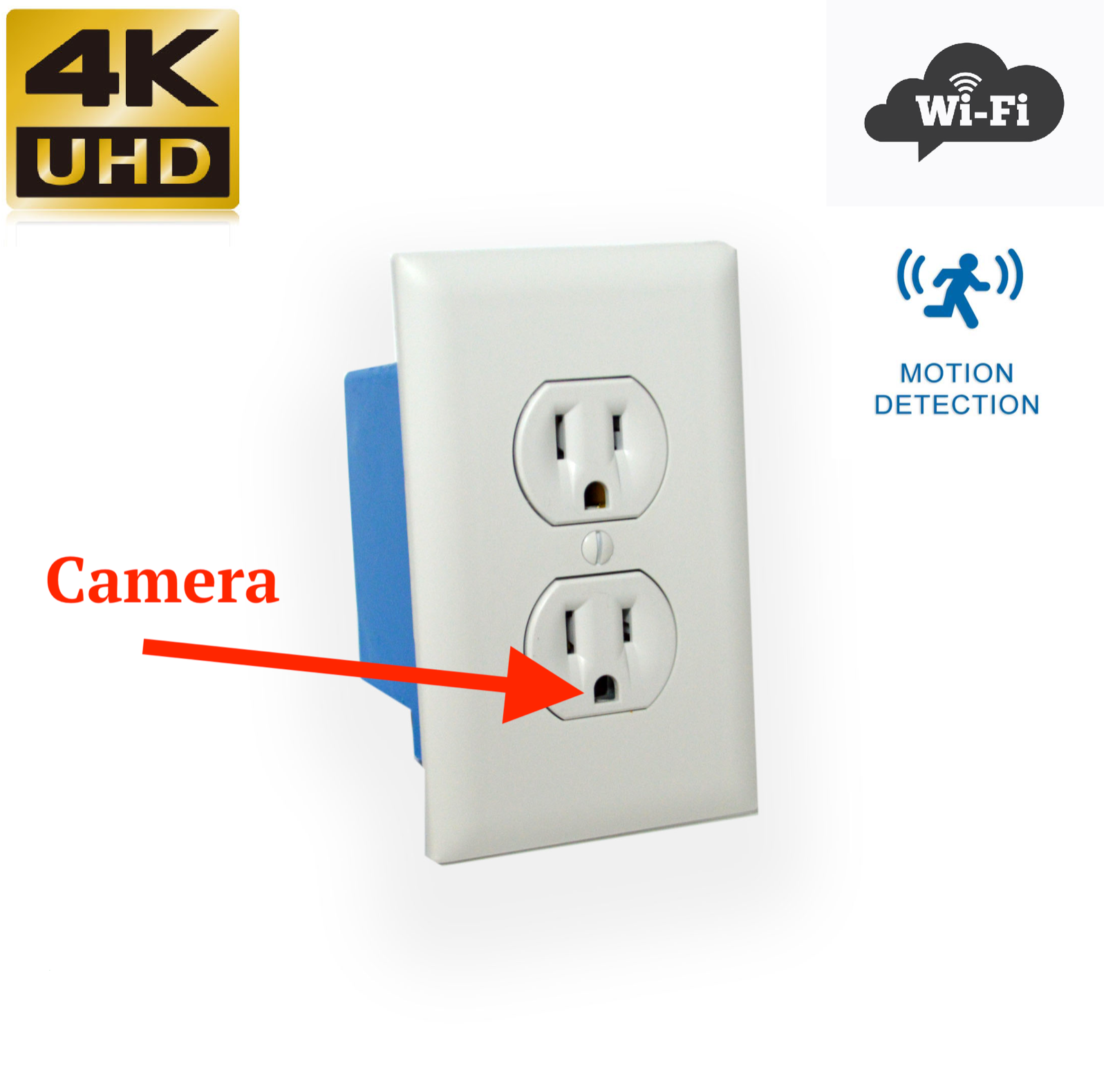 HD1080P Security Wifi Camera Wall Mount AC Outlet Full Hidden Spy DVR Audio 64GB eBay