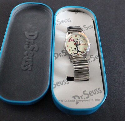 1997 Dr Seuss Cat in the Hat Watch New in Tin w/ New Battery ~ Works! 