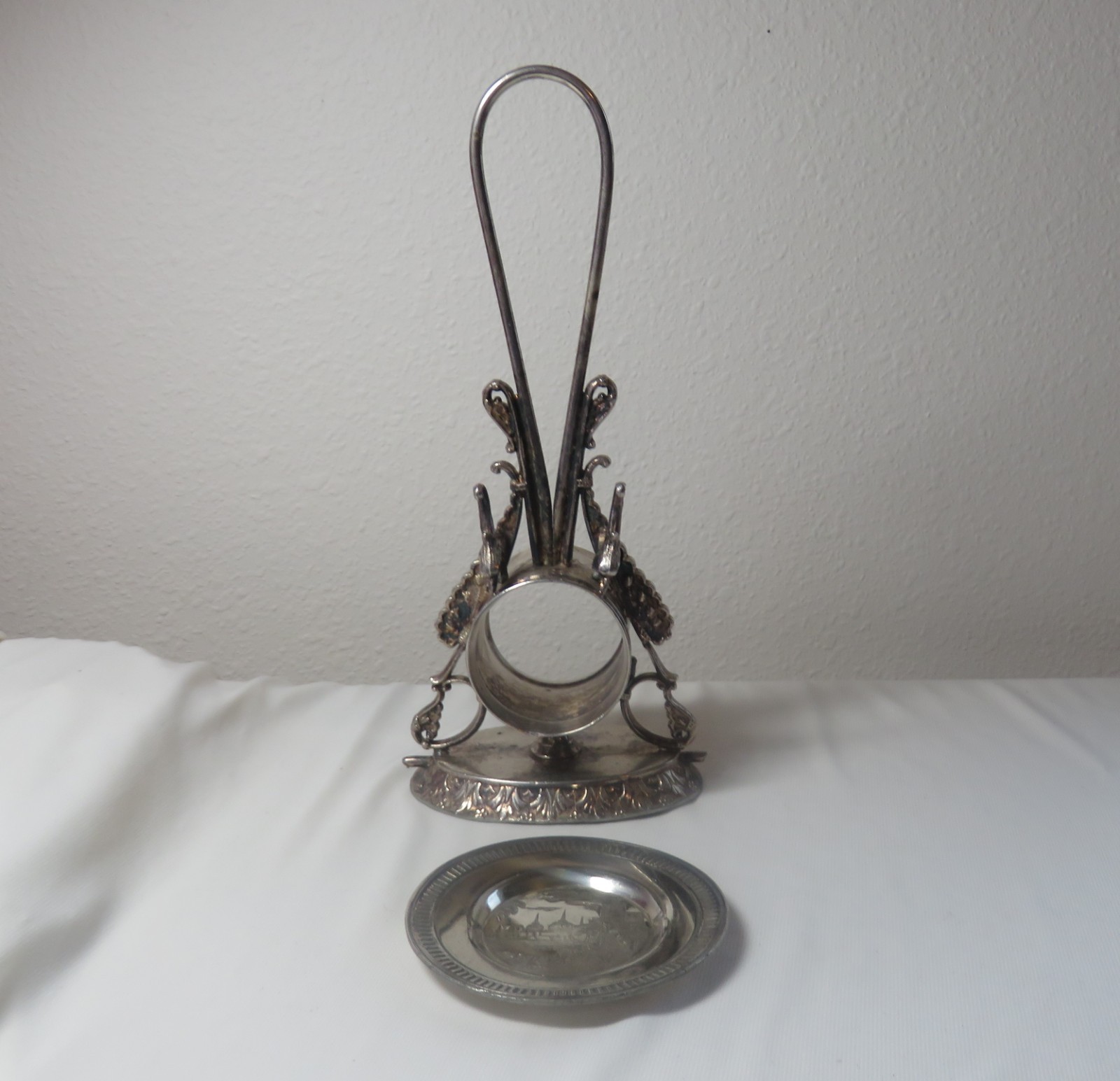 Antique Silver Plate Combination Napkin Ring and Butter Pat