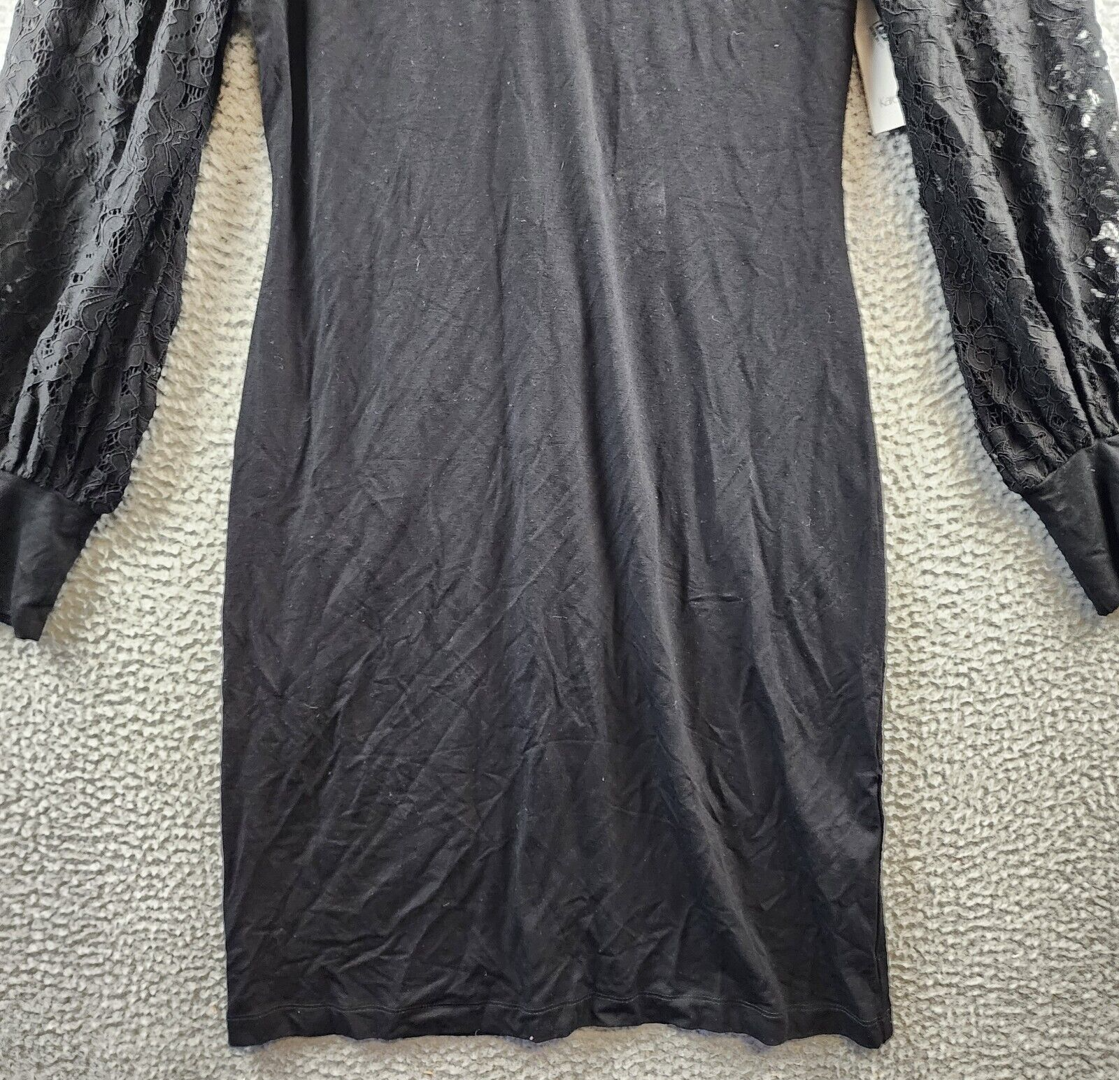Karen Kane V-Neck Balloon Lace Sleeve Sheath Dress Women's S Black Zip Closure - Picture 4 of 14