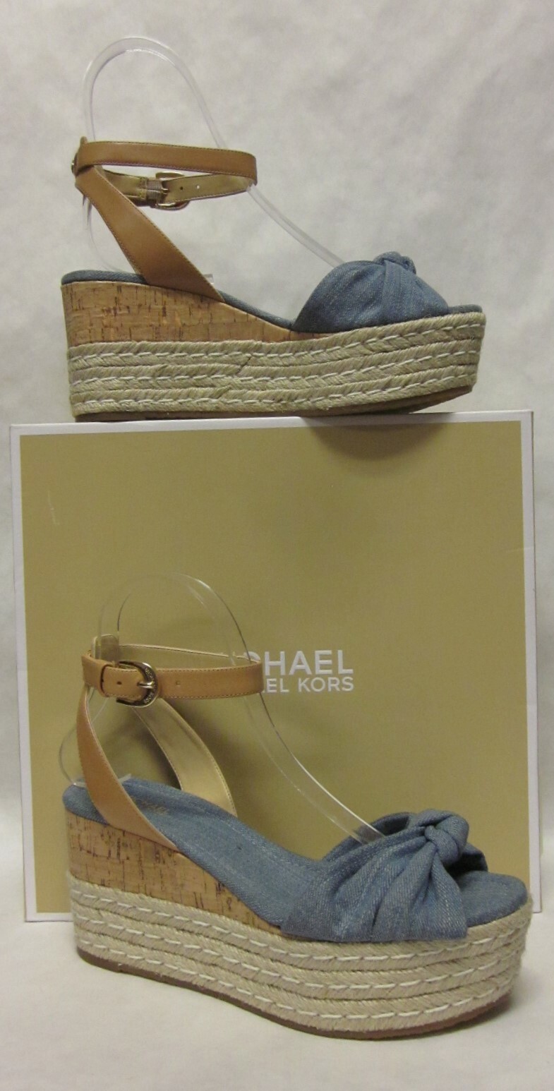 Michael Kors Maxwell Washed Denim Wedge Sandal - size 8 | eBay