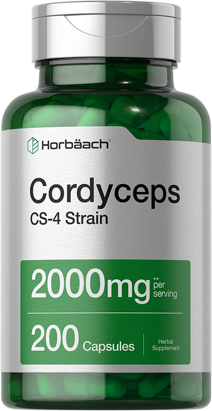 Cordyceps Capsules 2000mg, 200 Count, Non-GMO Mushroom Supplement, Cordyceps Sin