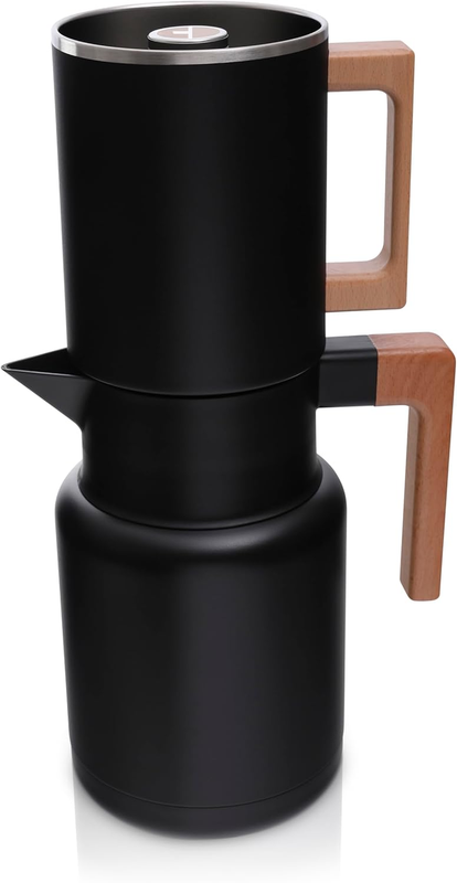 HASTINGS 50 Oz Pour Over Coffee Maker Set with Stainless Steel Filter & Wood Handle