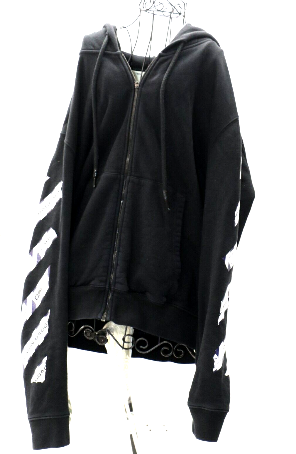 OFF-WHITE Airport Tape Zip Up Hoodie XL - Black/White *READ OFF-WHITE Airport Tape Zip Up Hoodie XL - Black/White *READ