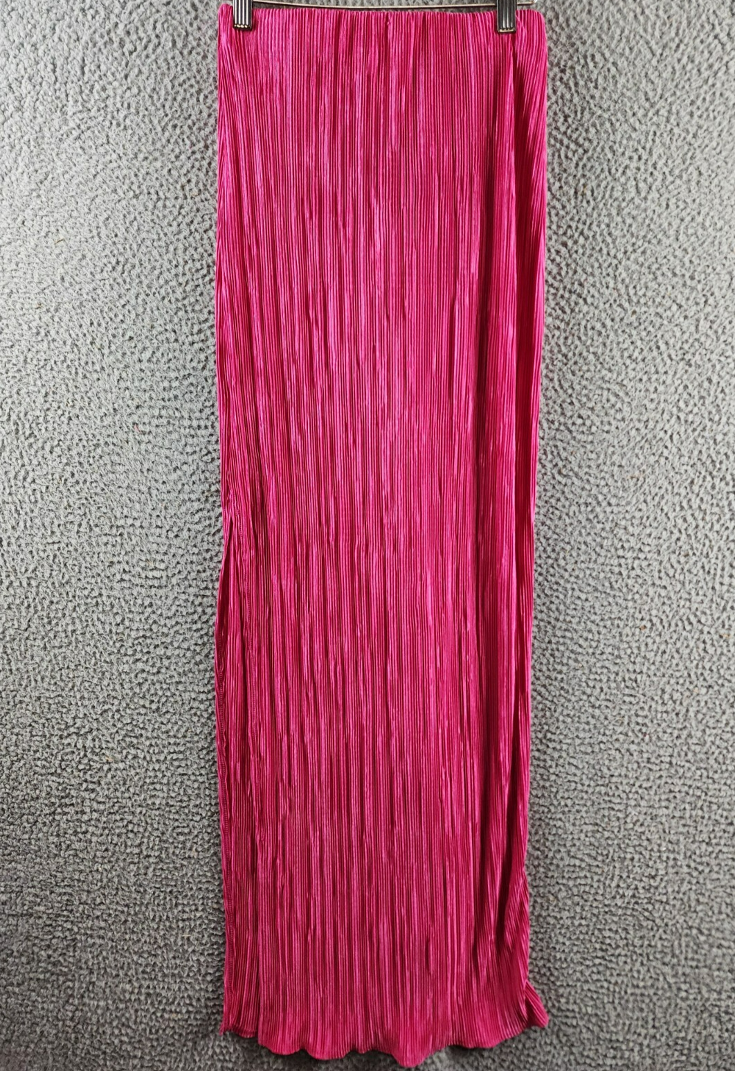 Renee C. Plisse Side Slit Maxi Skirt Women's XS Pink Solid Elastic Waist Pull On - Picture 10 of 13