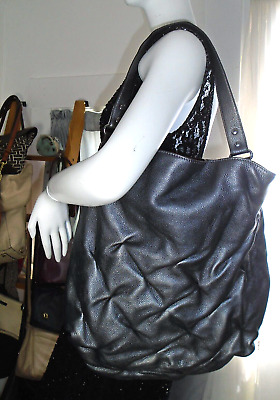 AIMEE KESTENBERG Hobo/Tote Handbag Metallic Silver Leather Shoulder Bag NWOT