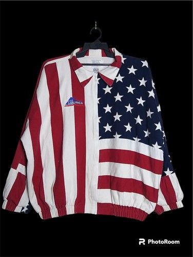 ジャケット・アウター 90s A-2 American Flag USALeather Blouson VINTAGE 90s AMERICAN FLAG BLOUSON ZIPPER JACKET/size XXL(28