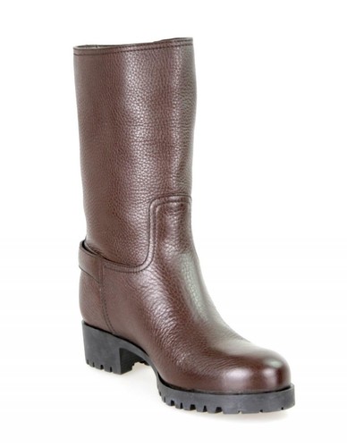 Pre-owned Prada Auth Luxury  Half-boot Shoes 3u5785 Brown Leather