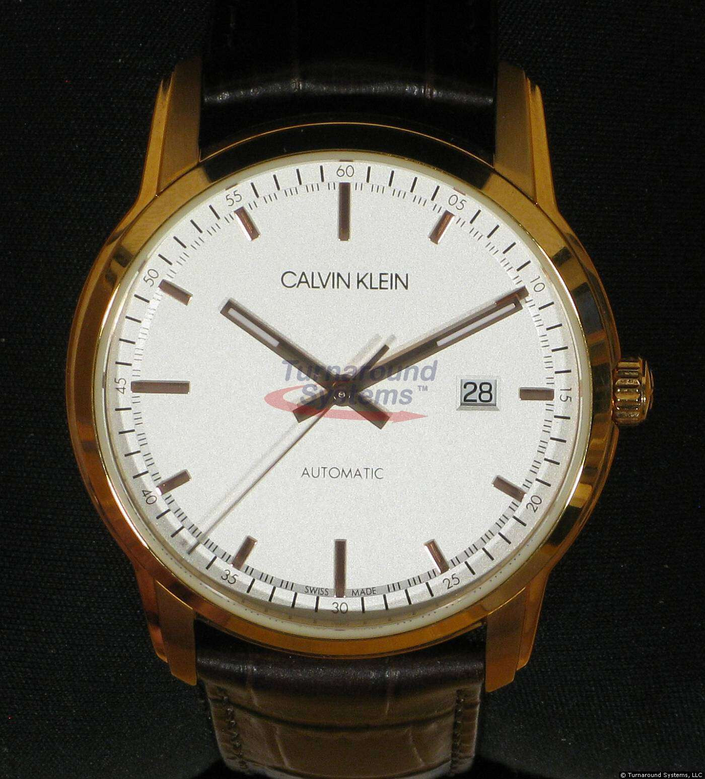 Pre-owned Calvin Klein Infinite Automatic K5s346g6 Swiss Eta 2824-2 Rose Gold,