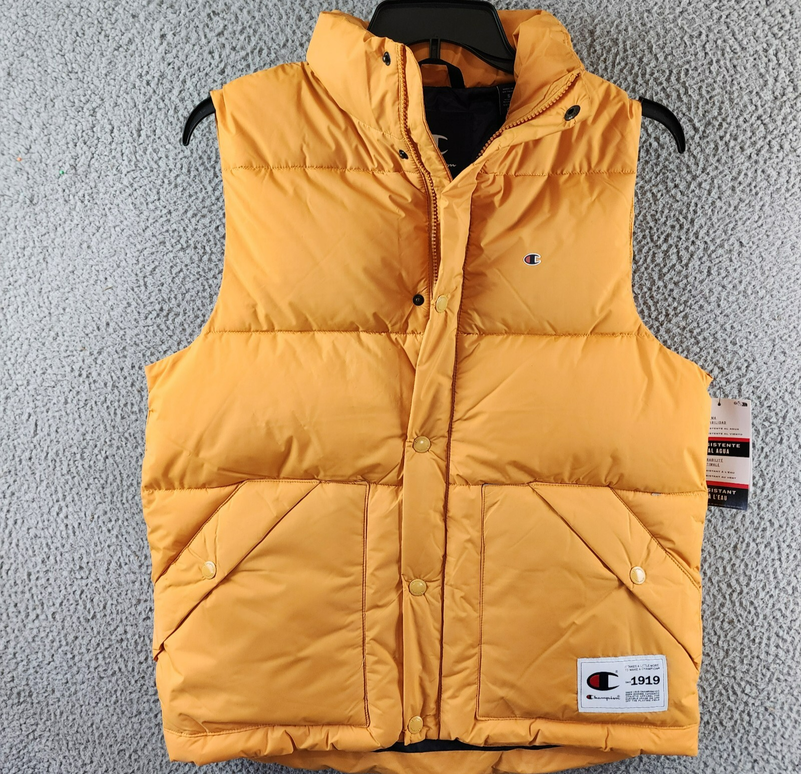 Champion Solid-Color Quilted Puffer Vest Men's S Sunflower Stand Collar Zip Up - Picture 2 of 20