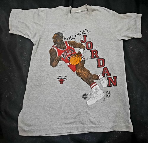 Vintage Michael Jordan Caricature Tee Shirt Grey Size Small