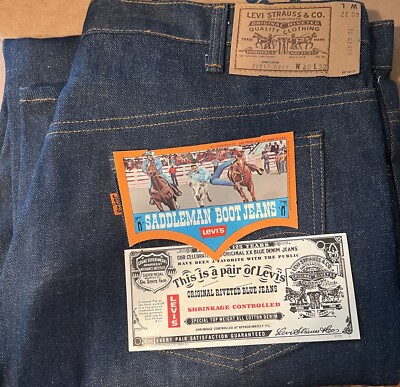 Vintage (pre 1971 Levis 517 Jeans Mens 40 X 32 Orange Tab Dark Wash Boot Cut NWT