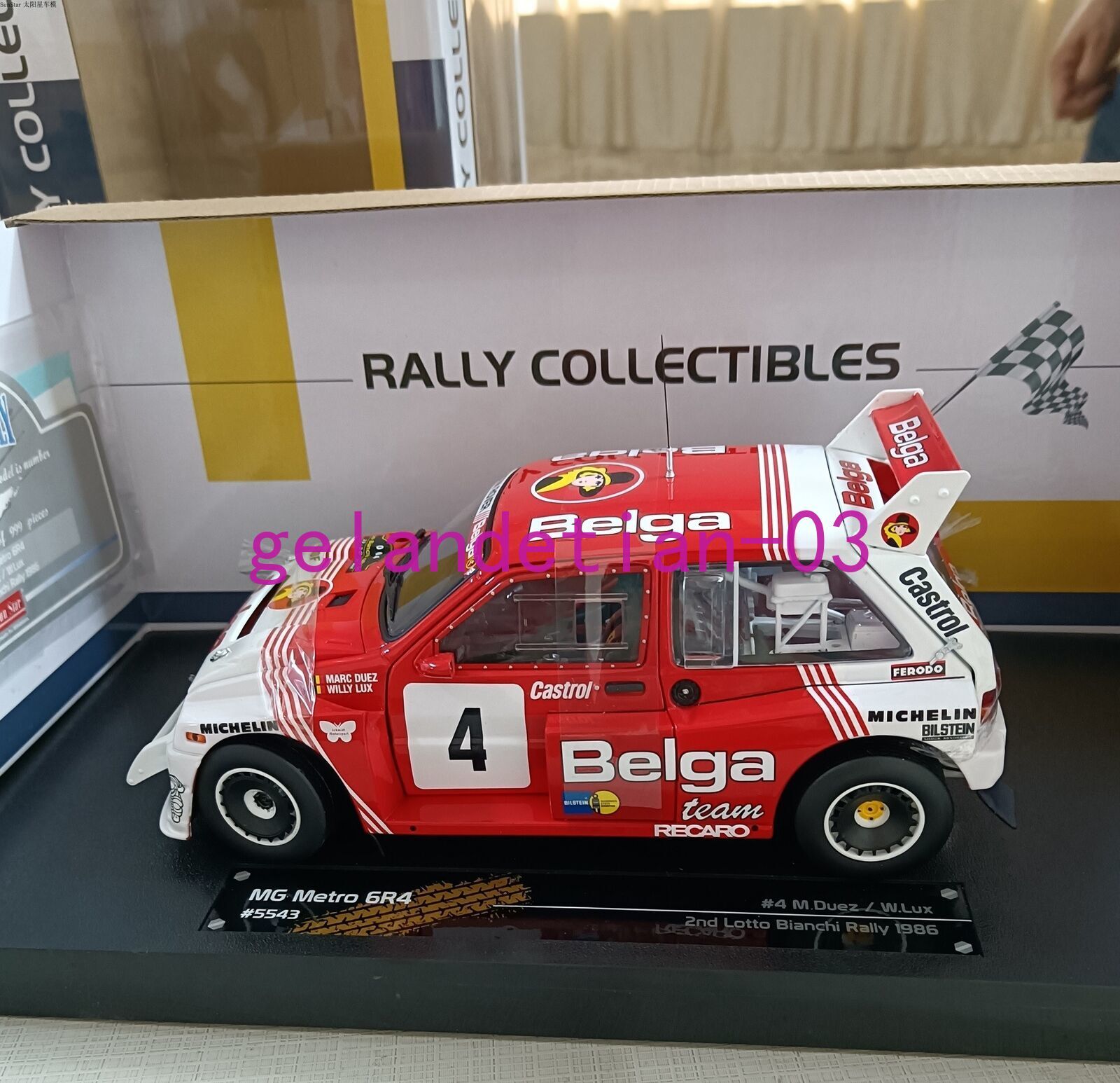 SUNSTAR - 1/18 SUNSTAR MG メトロ 6R4 1986 グループB ロスマンズ 1/18 Scale Sunstar MG Metro 6R4 WRC No.4 1986 Model Car Toys