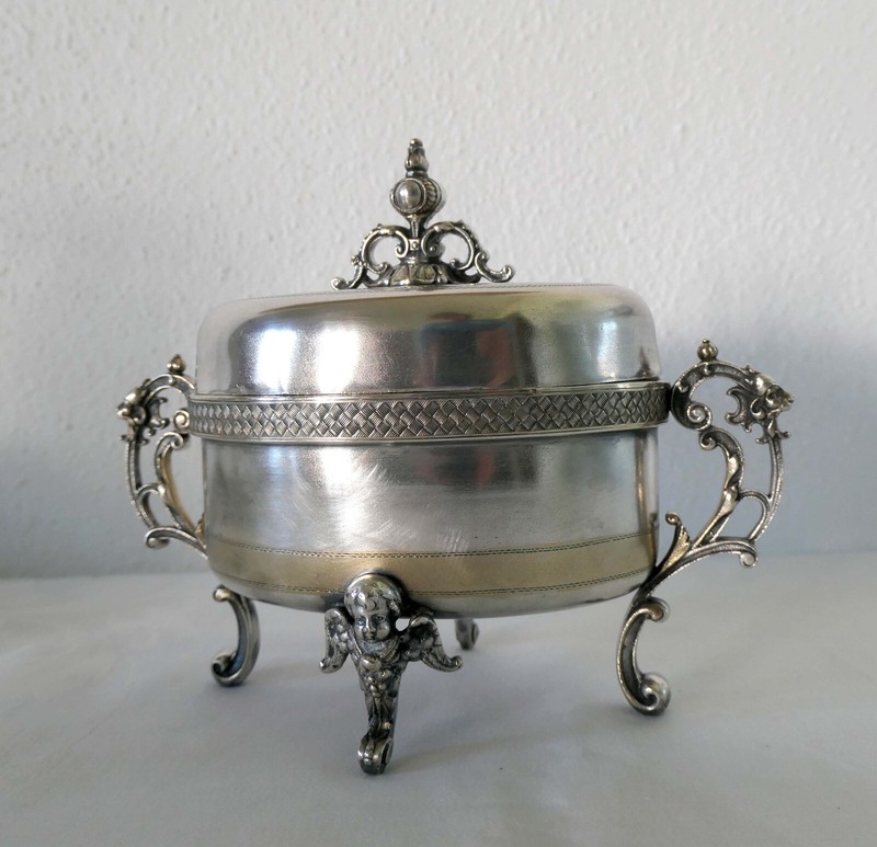 Zuckerdose Versilbert Josef Fraget Silberschmied Warschau Russisches Reich