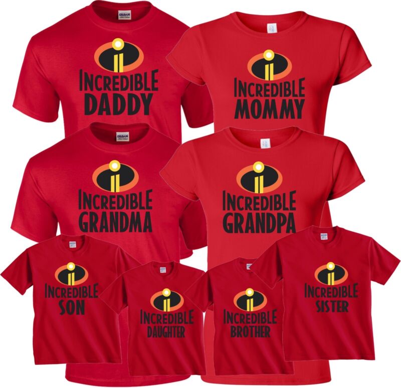 The Incredibles Family Vacation Mom Dad Christmas Customized Red T-shirts 