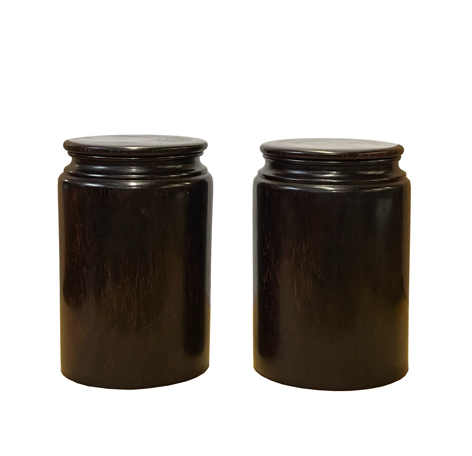 Pair of Chinese Zitan Wood Natural Pattern Round Box Holder ws2555S Pair of Chinese Zitan Wood Natural Pattern Round Box Holder ws2555S